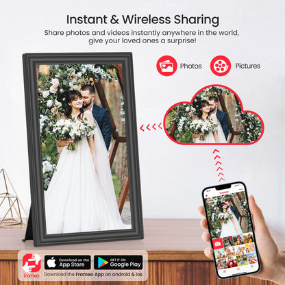 64GB 15.6" Frameo Digital Picture Frame WiFi, Large Electronic Photo Frames 1920 x 1080 IPS FHD Touch Screen, Send Photos from Your Phone from Anywhere, Best Gifts for Parents and Grandparents