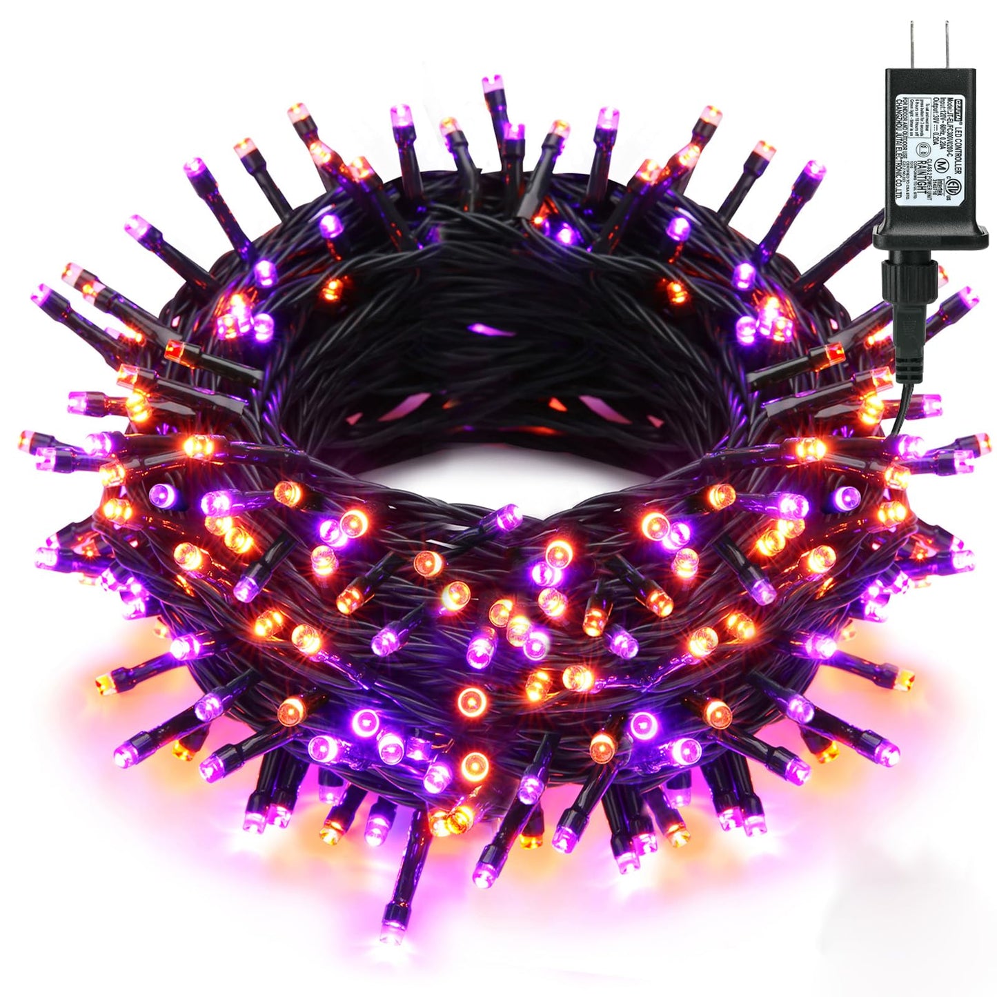 Brizled Purple & Orange Halloween Lights, 95.14ft 240 LED Halloween String Lights Connectable with Timer, 8 Modes Outdoor Halloween Lights, Plugin Mini Lights Waterproof for Outside Spooky Decoration