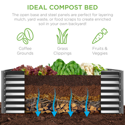 Best Choice Products 6x3x2ft Outdoor Metal Raised Garden Bed, Deep Root Box Planter for Vegetables, Flowers, Herbs, and Succulents w/ 269 Gallon Capacity - Gray
