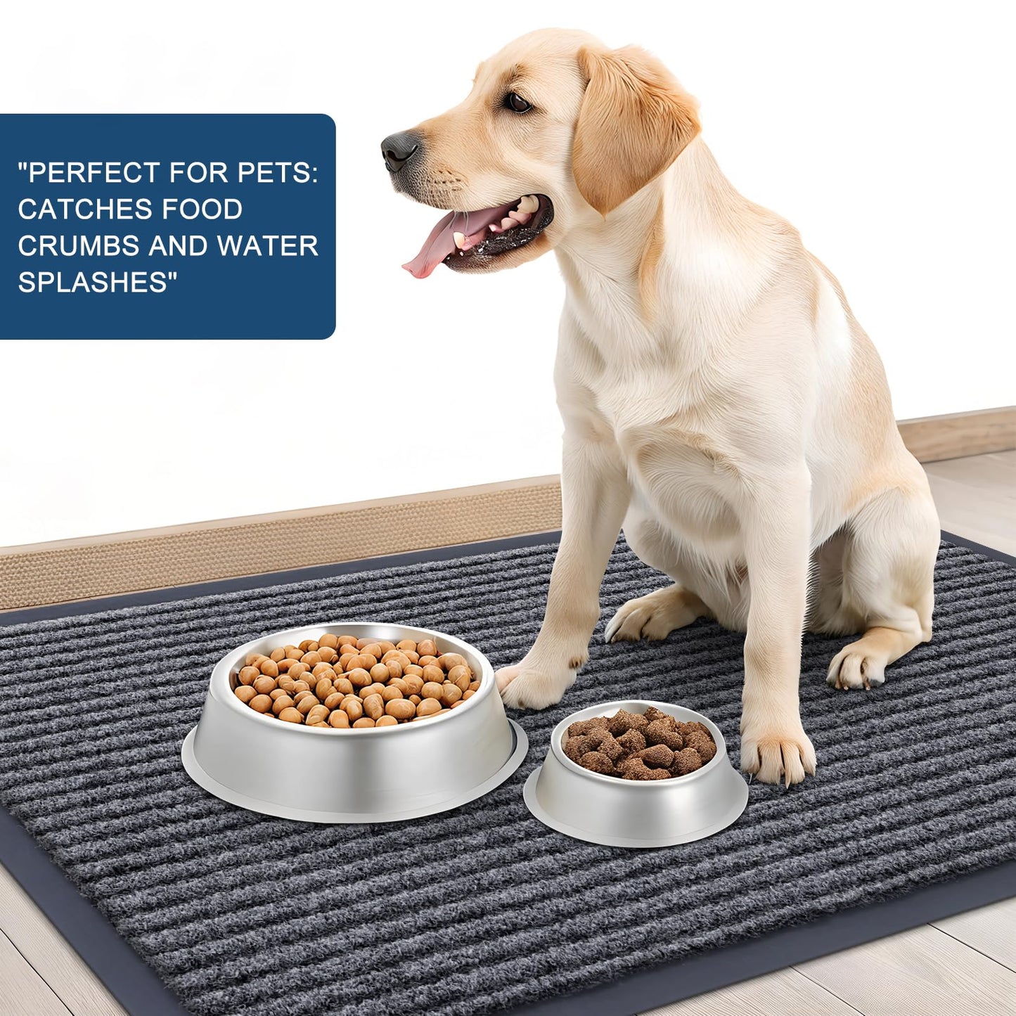 OLANLY Front Door Mat Indoor Outdoor Entrance, 2-Pack 29.5 x 17 Inch, Waterproof Heavy Duty Doormat, Fade Resistant, Low Profile, Easy Clean Patio Porch Welcome Floor Mats for Entry, Grey