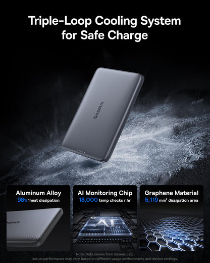 Baseus Picogo Magsafe Portable Charger, Qi2 15W 0.5" Ultra Slim 10000mAh Wireless Power Bank, 27W Fast Charging Magnetic Battery Pack with USB-C for iPhone 17 Pro Max/17 Pro/Air/16/15/14/13/12