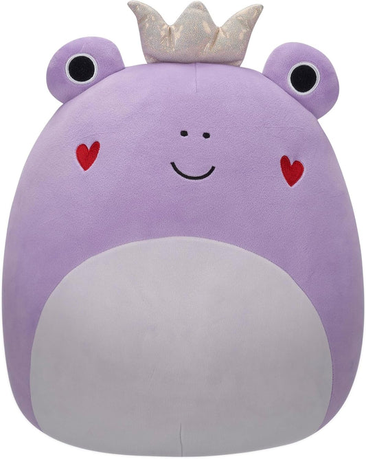 Squishmallows Original 14-Inch Francine Purple Frog with Heart Cheeks and Gold Crown - Official Jazwares Large Plush