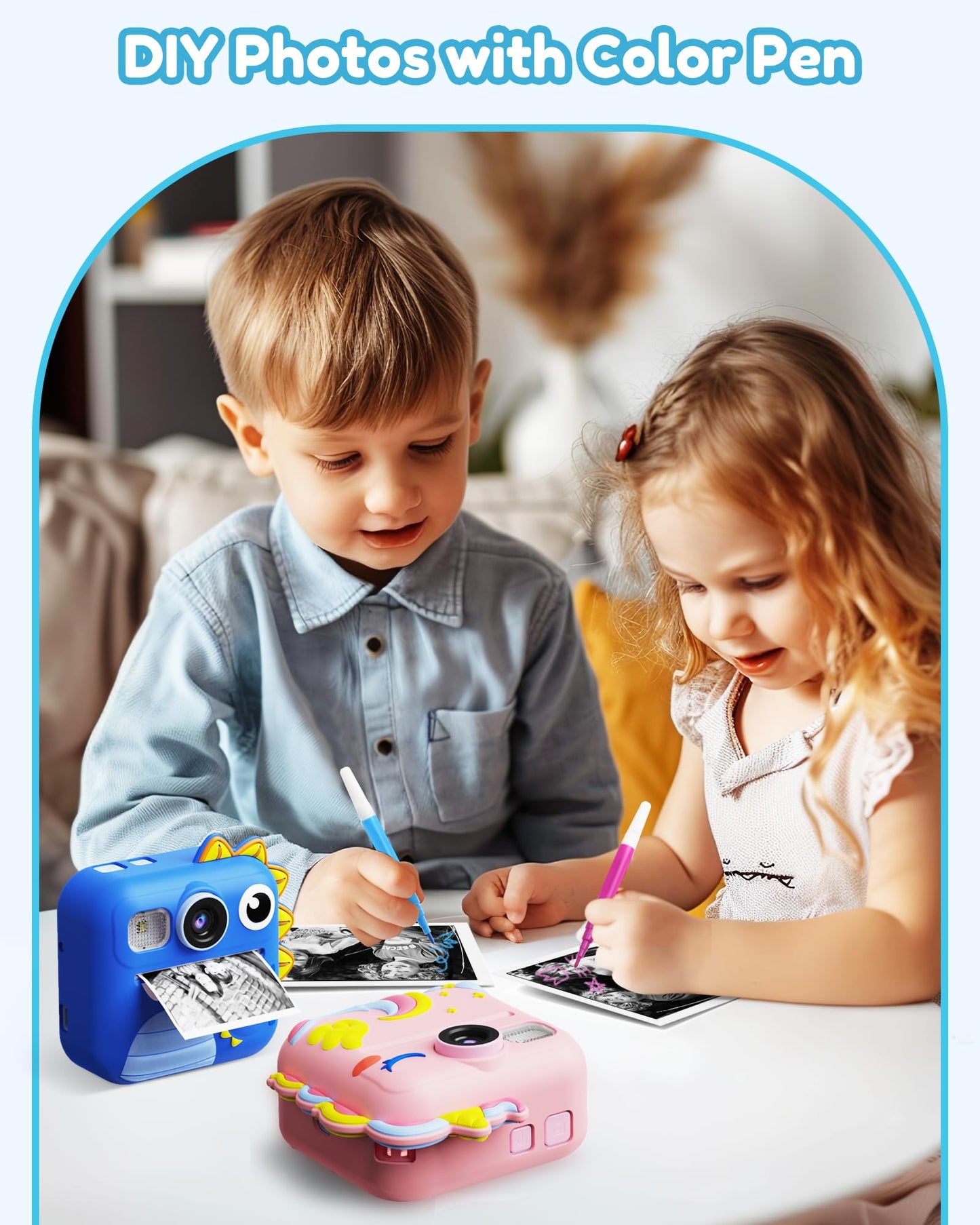 KOKODI Kids Camera Instant Print, Toddler Cameras Christmas Birthday Gifts for Boys Age 3-12, Digital Video Instant Print Camera for Kids, Toys for Ages 5-7 (Blue)