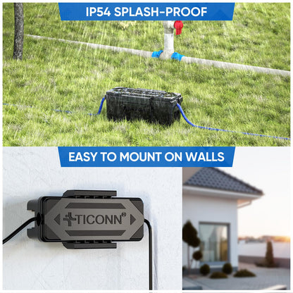 TICONN Outdoor Electrical Box, IP54 Splash-Proof Outdoor Extension Cord Cover, Protects Power Strip, Plug, Socket, Timer, Holiday Lights (Black, Small)