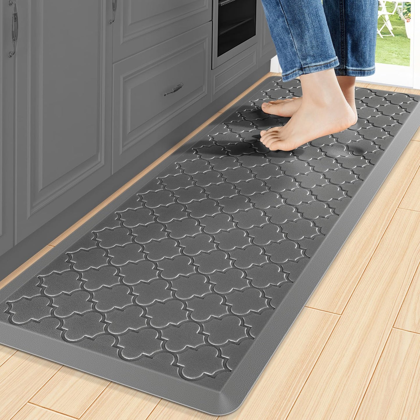 Villsure Kitchen Mat and Rugs, Cushioned Anti Fatigue Kitchen Mats, 1/2 Inch Thick Waterproof Non-Slip Kitchen Runner Rug, Heavy Duty Ergonomic Comfort Standing Desk Mat for Kitchen, Office, Laundry