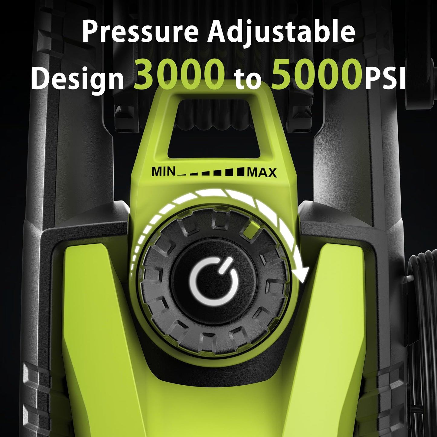 YERYORK Pressure Washer, Adjustable 5000 Max PSI 2.5 Max GPM, Power Washer with 33 FT Hose Reel, Steel Wand, 500ml Foam Cannon, 4-Nozzle Set, Electric Pressure Washer for Cars, Fences, Patios
