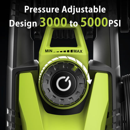 YERYORK Pressure Washer, Adjustable 5000 Max PSI 2.5 Max GPM, Power Washer with 33 FT Hose Reel, Steel Wand, 500ml Foam Cannon, 4-Nozzle Set, Electric Pressure Washer for Cars, Fences, Patios