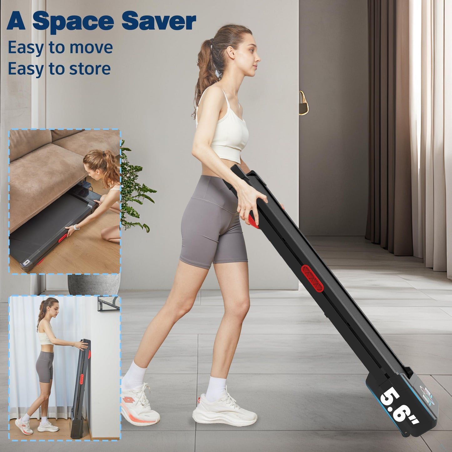 TRAILVIBER Walking Pad Treadmill with 12% 9-Level Auto Incline, 450 lbs Capacity and RGB LED Screen Under Desk Treadmill with Auto Incline and Hiking Mode, Compact Treadmills for Home Small/Office