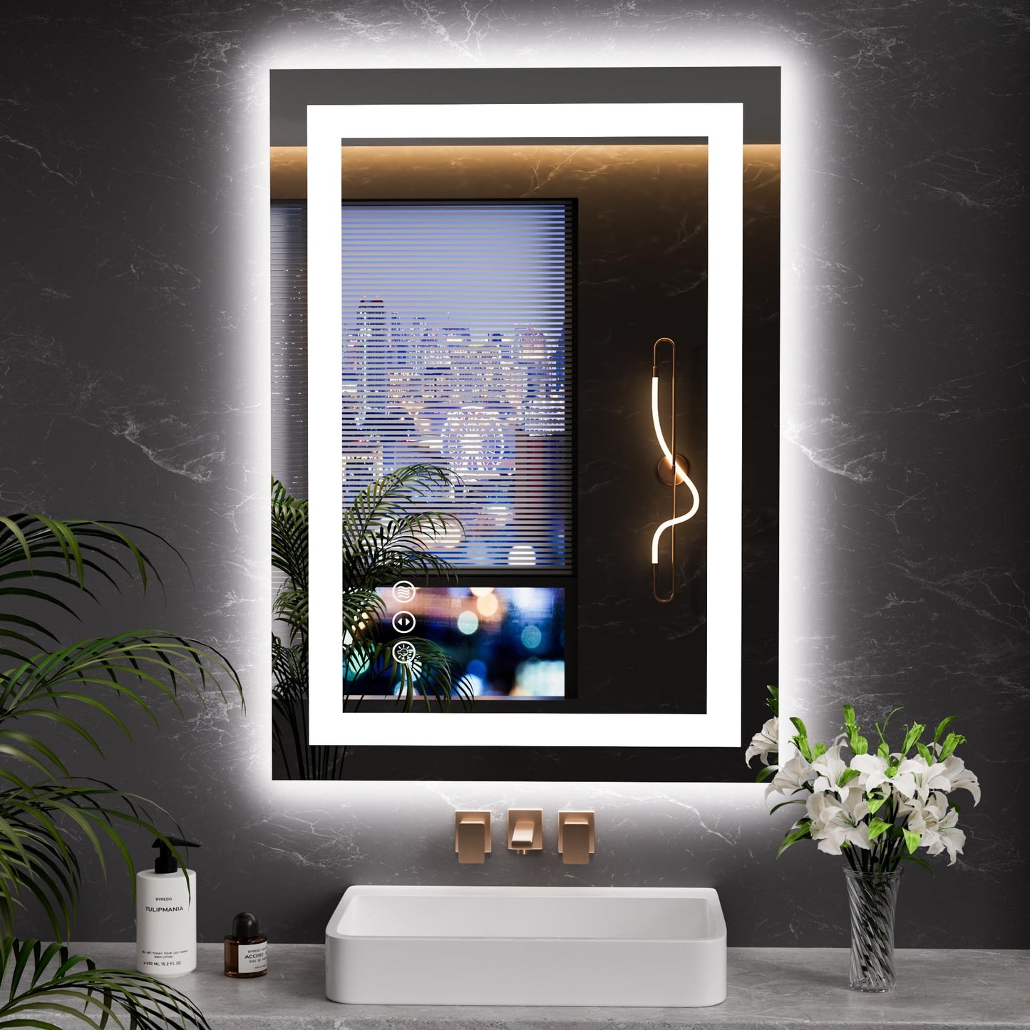 LOAAO 20"x28" LED Mirror for Bathroom, Lighted Bathroom Mirror with Lights, Anti-Fog, Dimmable, Memory Function, Easy to Install, Clear Reflection