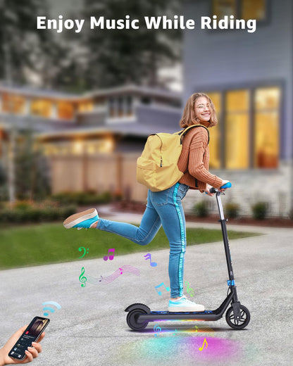 Gyroor Electric Scooter for Kids, E-Throttle 150W Motor LED Display, H30Max-Blue