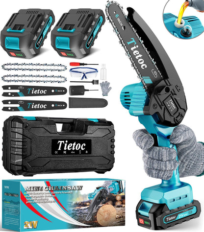Tietoc Mini Chainsaw 6 Inch Cordless, Portable Electric Chain Saw Small Handheld Battery Powered Super Saws, Tools for Household & Garden, Gifts for Men Dad Husband Fathers Him Her Women Mom 2025