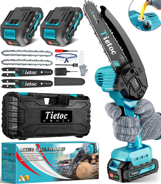 Tietoc Mini Chainsaw 6 Inch Cordless, Portable Electric Chain Saw Small Handheld Battery Powered Super Saws, Tools for Household & Garden, Gifts for Men Dad Husband Fathers Him Her Women Mom 2025