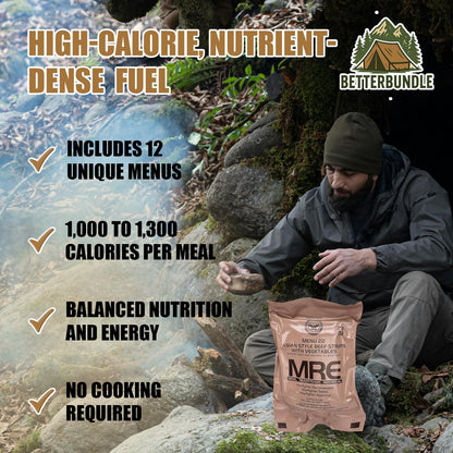 MRE, U.S. MRE Meals, Emergency Supplies, Emergency Food Supply, Survival Food, Freeze Dried Food w/Flameless Heater, Ready Meals (Variety Pack of 24) – (A & B Case Inspection 2025, 2026)