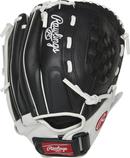 Rawlings | Shutout Fastpitch Softball Glove | RHT | 12' | Basket Web | Black / White