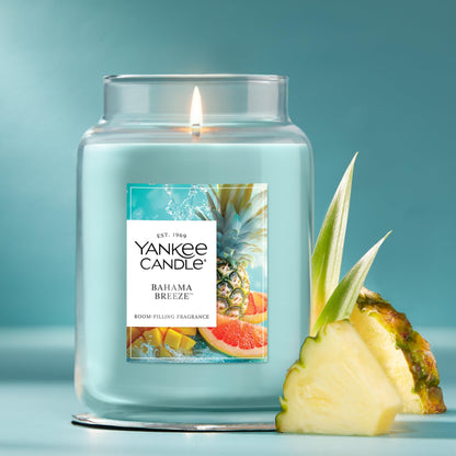 Yankee Candle Large Jar Scented Candle with up to 150 Hour Burn Time, Premium Plant Wax Blend for Consistent Burn, 22 oz Jar Candle with Room Filling Fragrance, Bahama Breeze
