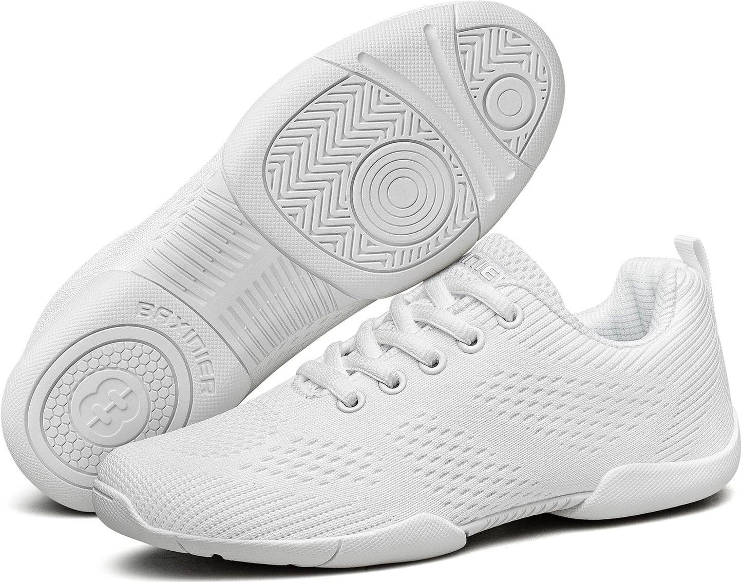 BAXINIER Girls White Cheerleading Shoes Lightweight Youth Cheer Competition Sneakers Kid Training Dance Tennis Shoes - White 3 Big Kid