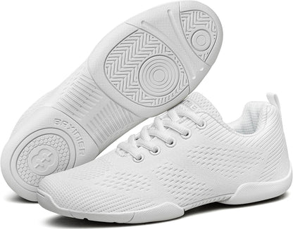 BAXINIER Girls White Cheerleading Shoes Lightweight Youth Cheer Competition Sneakers Kid Training Dance Tennis Shoes - White 3 Big Kid