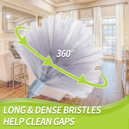 IVYROLL Cobweb Duster with Extension Pole, Spider Web Brush & Ceiling Cleaning Kit, 100" Microfiber Feather Duster Cleaner with Washable Head for Ceiling Fan, Furniture, Home