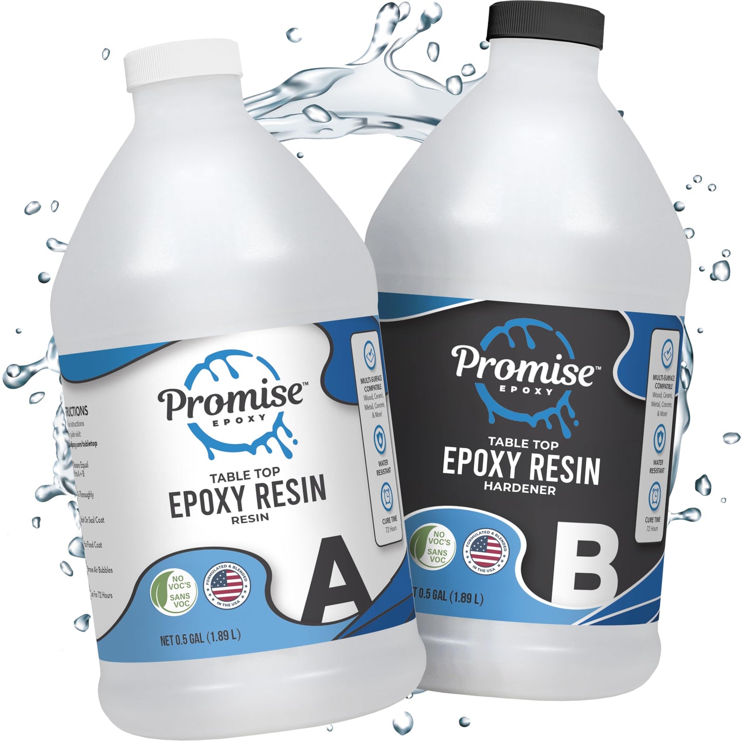 Epoxy Resin Kit 1 Gallon-Crystal Clear, UV Resistant, Self Leveling, Food Safe for Table Top, Arts and Crafts, Wood Casting, Jewelry Making, Use with Mica Powder, Silicone Molds, Alcohol Ink