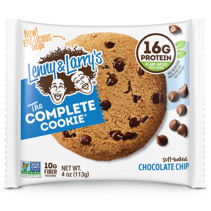 Lenny & Larry's The Complete Cookie, Chocolate Chip, Soft Baked, 16g Plant Protein, Vegan, Non-GMO, 4 Ounce Cookie (Pack of 12)
