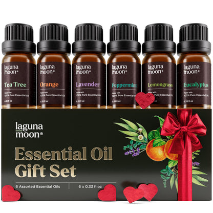 Essential Oils Set - Top 6 Blends for Diffusers, Home Care, Candle Making Scents, Fragrance, Aromatherapy, Humidifiers, Gifts - Peppermint, Tea Tree, Lavender, Eucalyptus, Lemongrass, Orange (10mL)