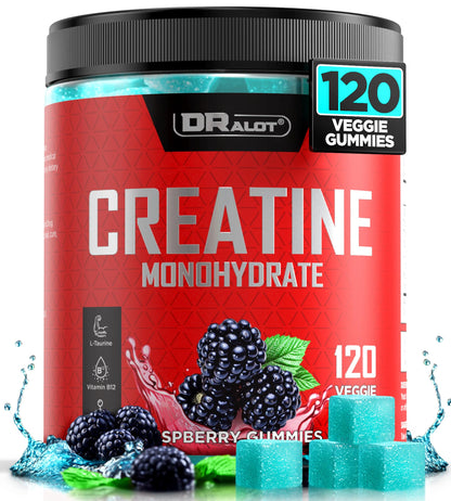 Dralot 99.99% Creatine Monohydrate Gummies More 15% Strength, 5X Energy & Muscle Support Pre-Workout Complex Creatine for Women & Men with 5000mg Creatine, L-Taurine, B12, Mg and K, 0 Sugar, Vegan