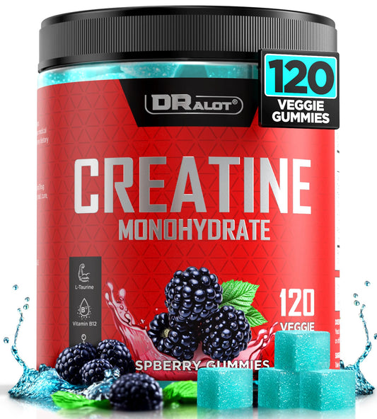 Dralot 99.99% Creatine Monohydrate Gummies More 15% Strength, 5X Energy & Muscle Support Pre-Workout Complex Creatine for Women & Men with 5000mg Creatine, L-Taurine, B12, Mg and K, 0 Sugar, Vegan