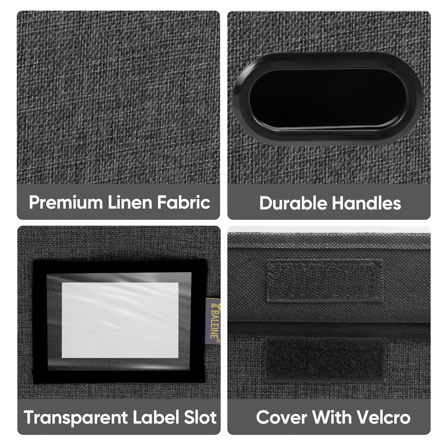 BALEINE File Organizer Box with Lid, Collapsible File Folder Organizer with Plastic Slide, Hanging File Folder Box for Office Document Storage (1 Pack, Black)