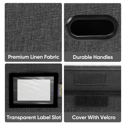 BALEINE File Organizer Box with Lid, Collapsible File Folder Organizer with Plastic Slide, Hanging File Folder Box for Office Document Storage (1 Pack, Black)