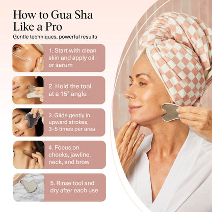 Kitsch Stainless Steel Gua Sha Facial Tools - Guasha Tool for Face, Face Sculpting Tool, Jawline Shaper, Double Chin Reducer, Body Gua Sha Tools, Lymphatic Drainage Massager, Facial Skin Care - Silver