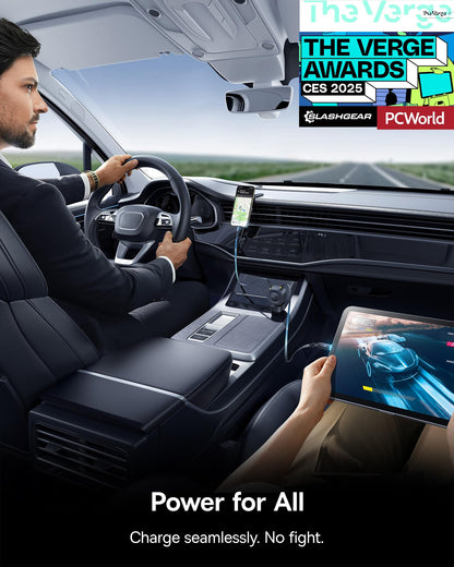 Baseus 163W Retractable Car Charger USB C Fast Charging, PrimeTrip VR2 Max 4 in 1 Fast Car Charger with Dual Retractable USB C Cable for iPhone 16 15 14 Pro Max, Samsung Galaxy S25 Ultra, Android