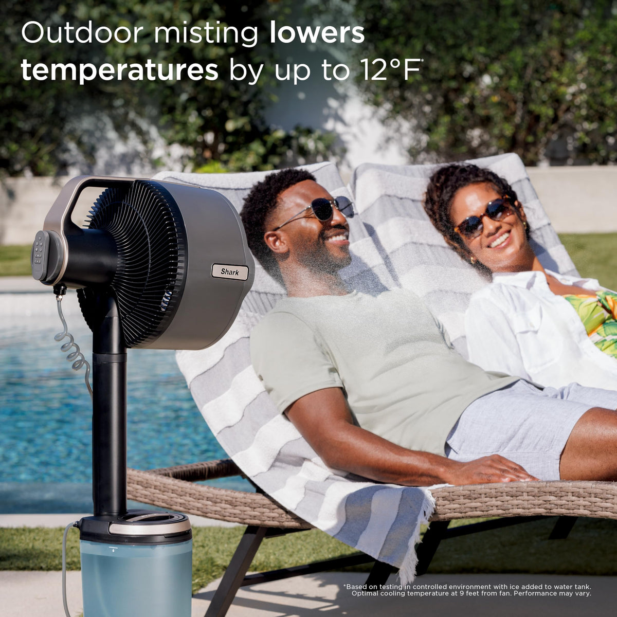 Shark FlexBreeze Pro Mist Fan — Indoor & Outdoor, Integrated Misting, Pedestal to Tabletop, Corded or Cordless, Up to 24-Hr Battery, Oscillating, Charcoal Grey, FA302 (2025 Release)