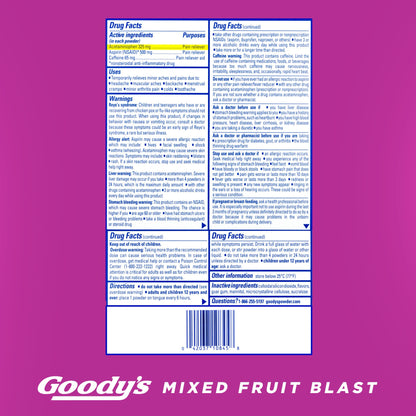 Goody's Extra Strength Headache Powder, Mixed Fruit Blast Flavor Dissolve Packs, 24 Individual Packets (2 Pack)
