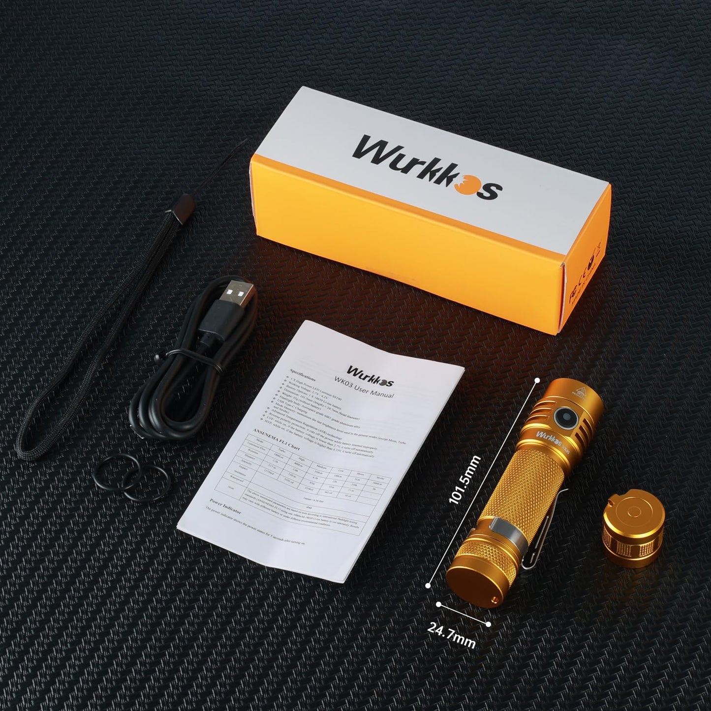 Wurkkos WK03 LED Flashlight, Small Flashlight Rechargeable, Pocket Flashlight with Magnet, Mini Flashlight with 6 Modes, IP68 Waterproof, High CRI 519A LED, EDC Flash Lights for Emergency, Camping