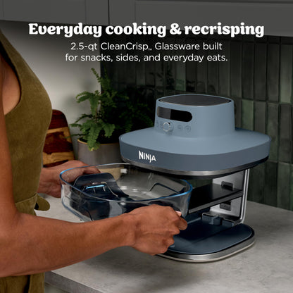 Ninja Crispi Pro 6-in-1 Glass Air Fryer | 450°F, Nontoxic, 6qt & 2.5qt Containers & Lids | Microwave, Freezer, Dishwasher Safe | Max Crisp, Air Fry, Bake, Roast, Recrisp, Dehydrate |Cyberspace AS101CY