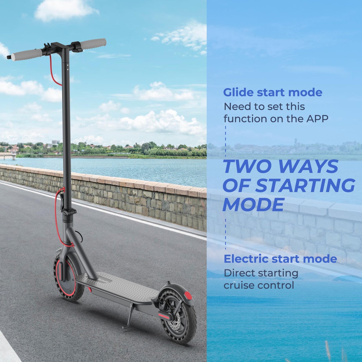 Roinside Electric Scooter Adults - 8.5" Solid Tires/350W Motor, 19 MPH Digital Display, Up to 21 Miles Long-Range Commuting Folding E-Scooter with Dual Braking System and App Control