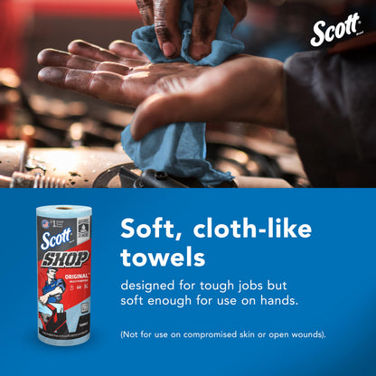 Scott® Shop Towels Original™ (55990), Blue Shop Towels, Big Rolls, 4 Packs of 6 Rolls, 11"x9.4" sheets, (60 Towels/Roll, 24 Rolls/Case, 1,440 Towels/Case)