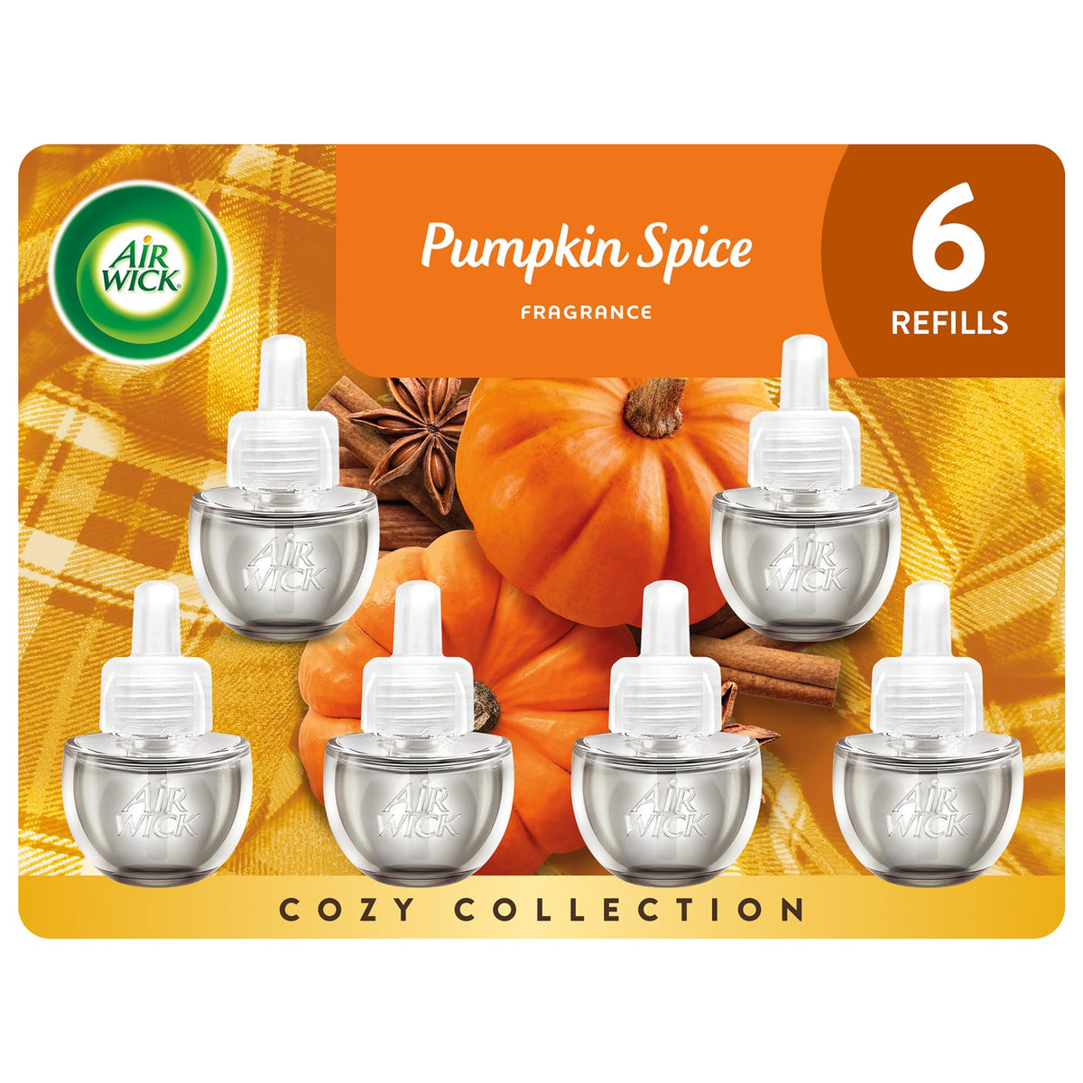 Air Wick Plug-In Scented Oil Refills, Pumpkin Spice, Fall Decor, 6 Count