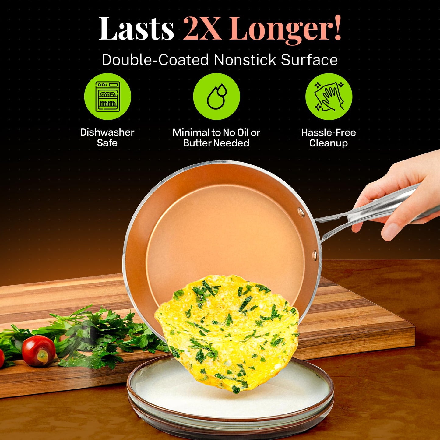 GOTHAM STEEL Hammered 15 Pc Ceramic Cookware Set Nonstick, Copper Pots and Pans Set Non Stick for Kitchen with Utensils, Deep Pots and Pans for Cooking, Non Toxic Cookware Sets, Oven & Dishwasher Safe