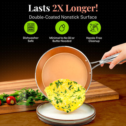 GOTHAM STEEL Hammered 15 Pc Ceramic Cookware Set Nonstick, Copper Pots and Pans Set Non Stick for Kitchen with Utensils, Deep Pots and Pans for Cooking, Non Toxic Cookware Sets, Oven & Dishwasher Safe