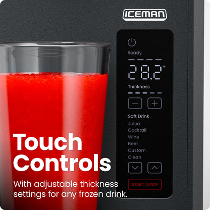 Iceman Slush-Ease Slushie Machine, Frozen Drink Maker & Slushy Machine with 5 Presets + Custom Option, Easy-Dispensing Lever for Frozen Margaritas, Frappes, and Slushies - Black