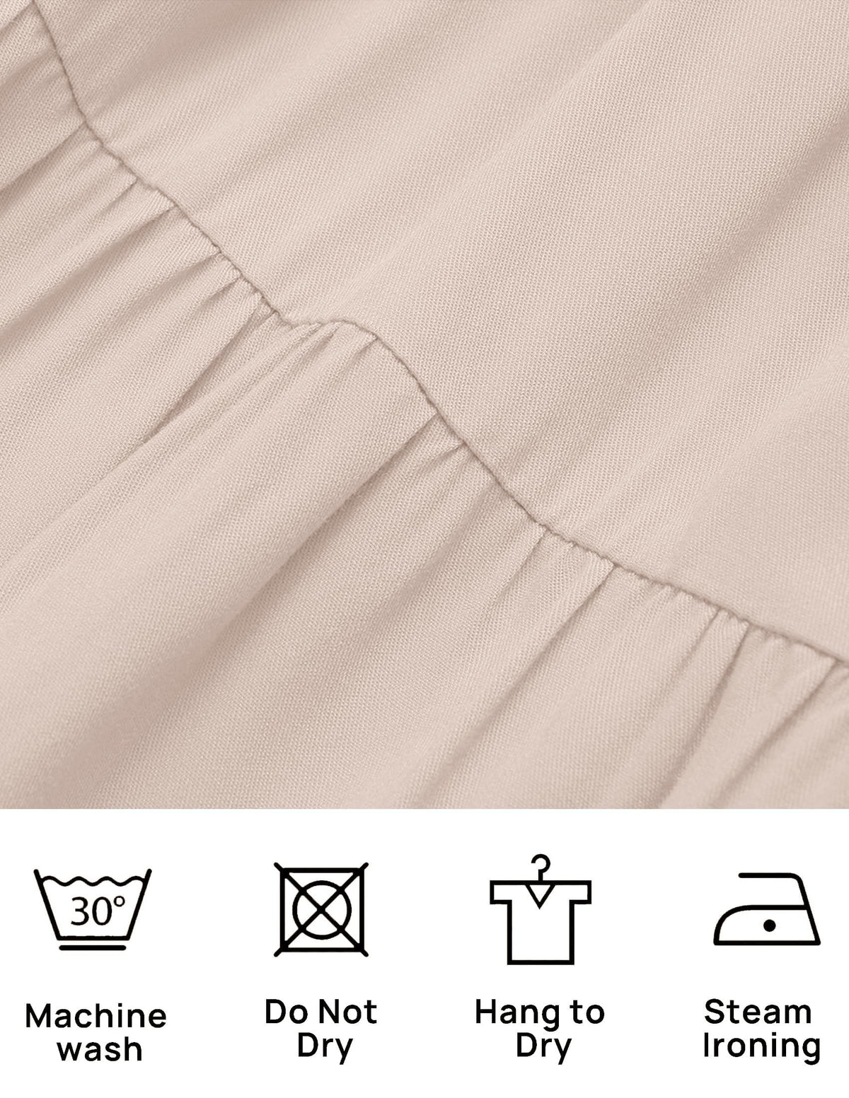 ZESICA Women's 2025 Summer Casual Flutter Short Sleeve Crew Neck Smocked Elastic Waist Tiered Midi Dress,Apricot,X-Small