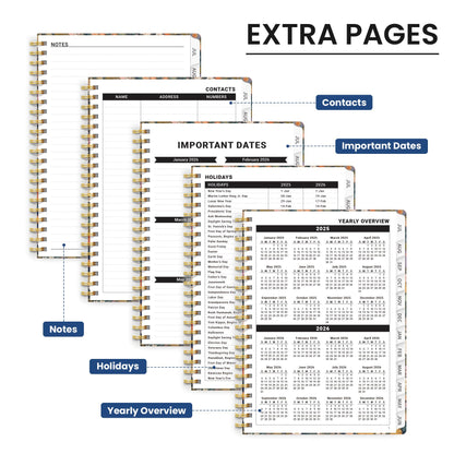 Planner 2025-2026, Monthly and Weekly Calendar Academic Planner (July 2025 - June 2026), Hardcover Student Teacher Planning Agenda Book with Tabs, Perfect for Office School Supplies, A5 (6.3" x 8.5") - Petals