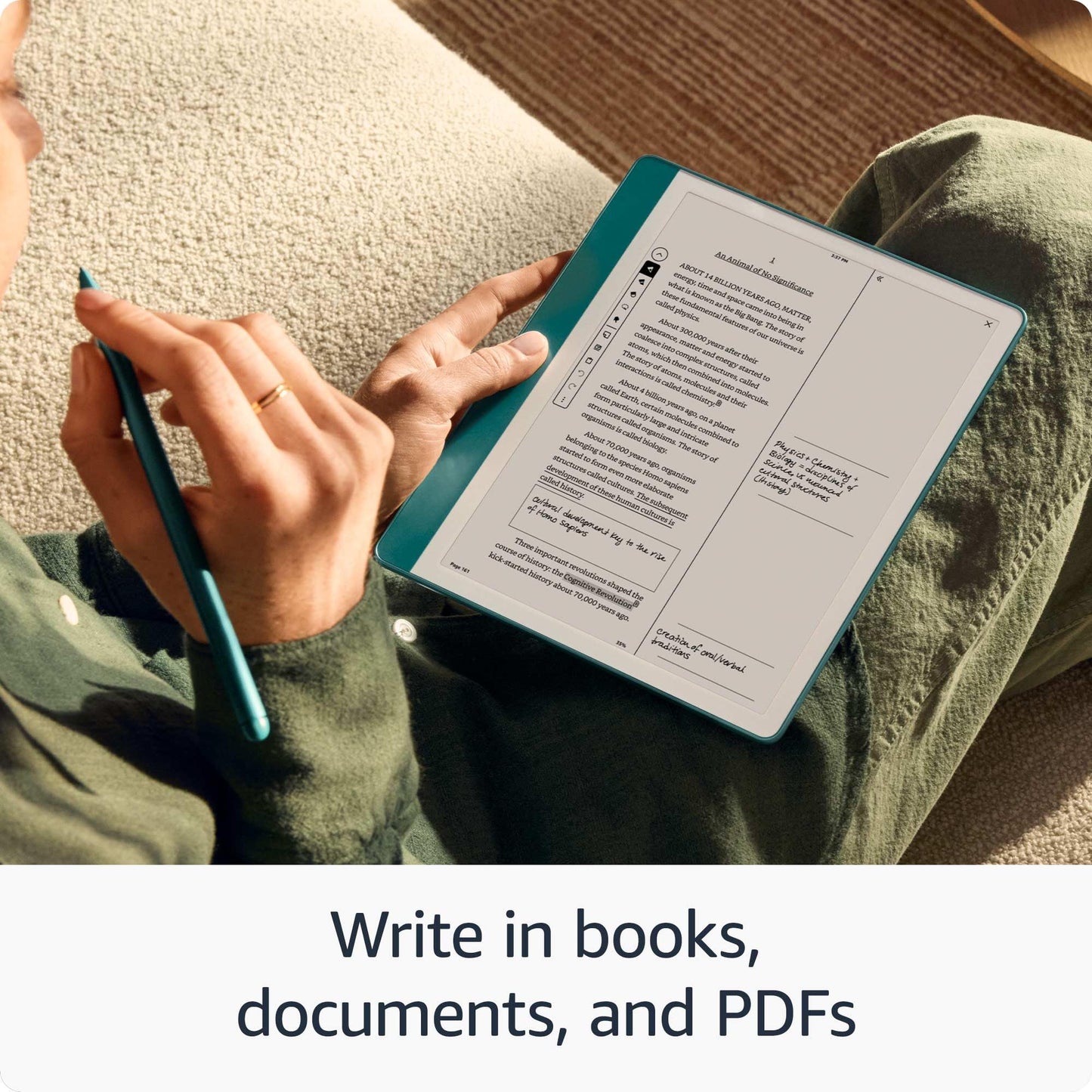 Amazon Kindle Scribe (64 GB) - Redesigned display with uniform borders. Now write directly on books and documents. With built-in notebook summarization. Includes Premium Pen - Tungsten