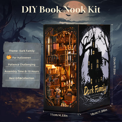 TOYQI DIY Book Nook Kit, Miniature House Dollhouse Kit for Adult and Teens, Book Nook Kits for Adults, Booknook Bookend Alley Model Build with Dust Cover