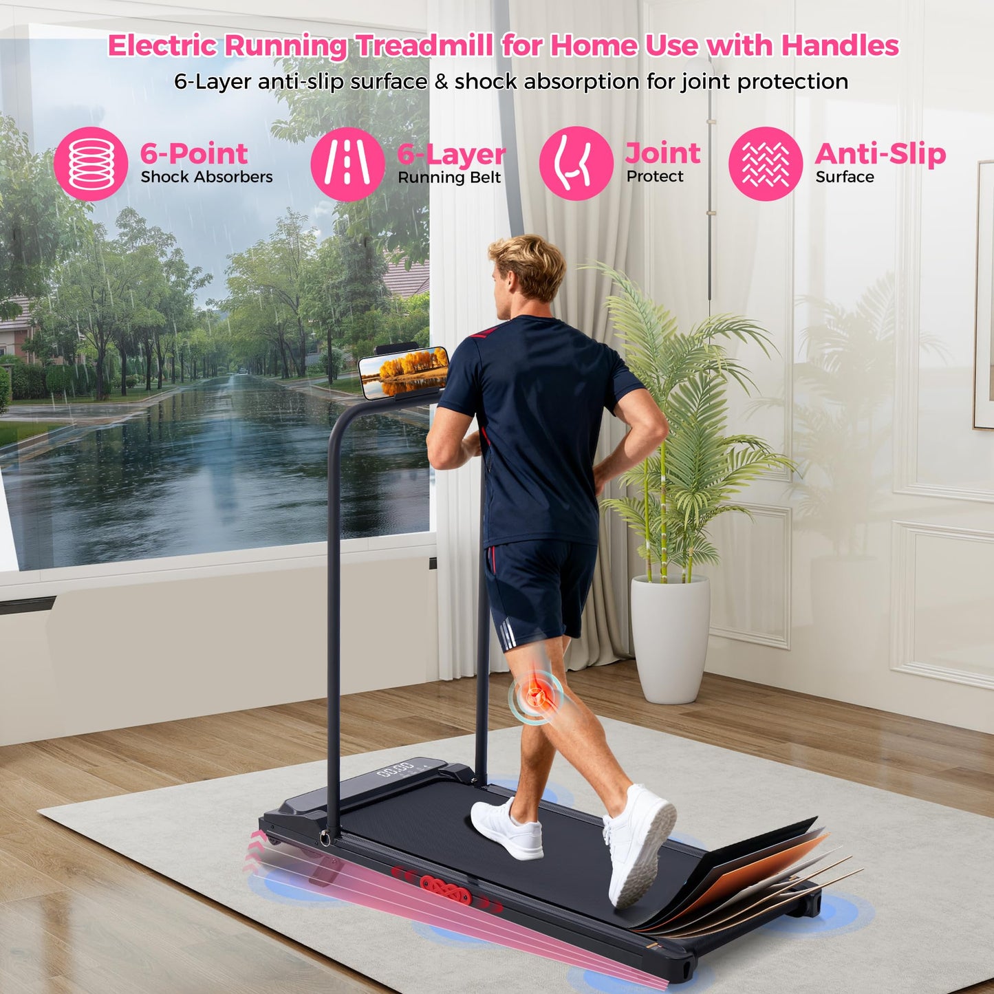 Walking Pad with Incline, 2026 Upgrade Electric Small Walking Pad with Handle Bar, 3.0HP Protable Walking Pad Treadmill with Handles and Incine for Home Small, 0.6-7.6MPH, 350LBS