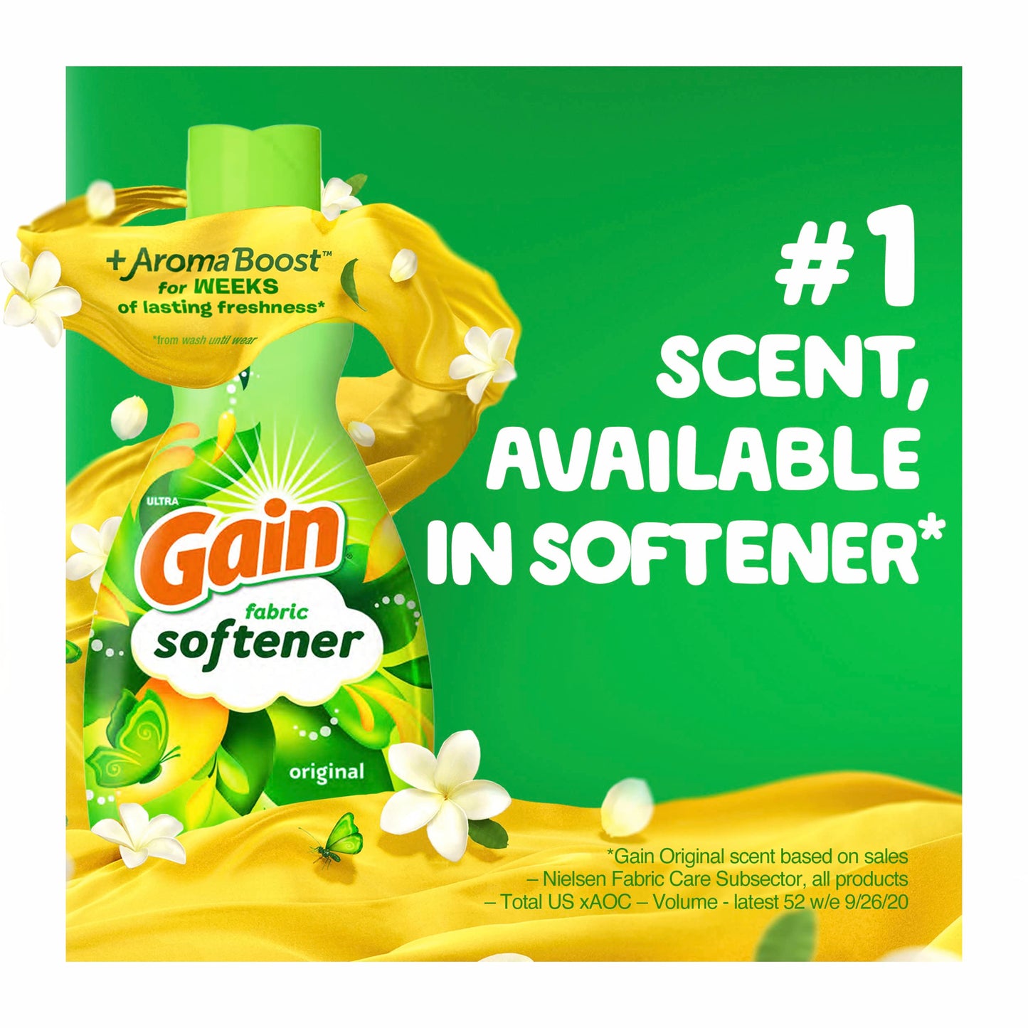 Gain Fabric Softener, Original Scent, 140 fl oz, 190 Loads, HE Compatible, Packaging may vary