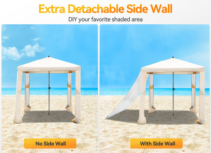 Vibemo Beach Cabana, 6.2' x 6' Portable Beach Canopy with Side Wall, 4 Adjustable Height, UPF 50+ UV Protection, Easy to Set Up Cool Beach Cabana Tent, Waterproof Beach Shelter for Outdoor Patio