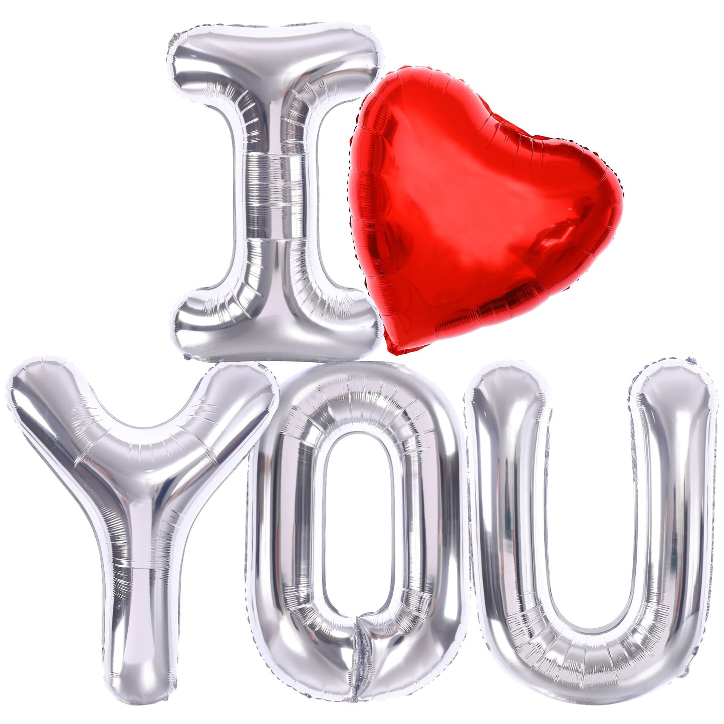 KatchOn, Huge Silver I Love You Balloons - 40 Inch | Foil Love Balloon, Heart Balloons for Him | Valentines Day Decorations | Romantic Decorations Special Night | Valentines Day Balloons