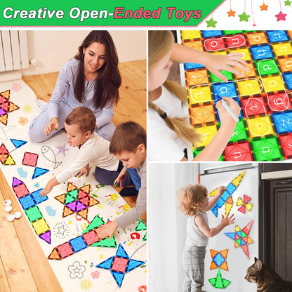 IGIVI Magnetic Tiles Kids Toys for 3+ Year Old Boys & Girls, STEM Building Blocks Toys & Games, Sensory Toys for Toddlers, 3 4 5 6 7 8 Year Old Boy Birthday Gift